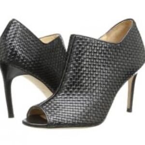 Cole Haan Annabel black woven peep toe ankle bootie size 7.5